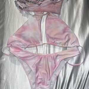 Women’s Pink Tie-Dye Triangle Bikini Set
